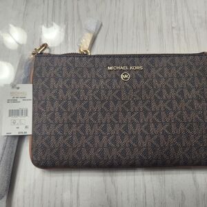 Michael Kors Dark Brown Logo Wristlet - NEW